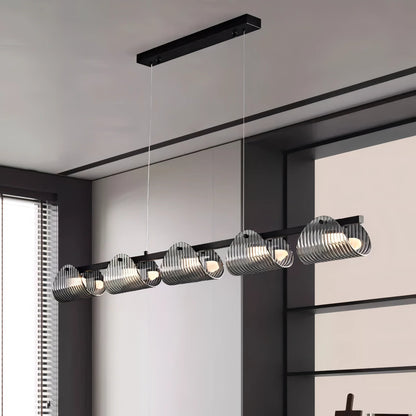 Sofie - Modern Grey Patterned Glass Ceiling Chandelier