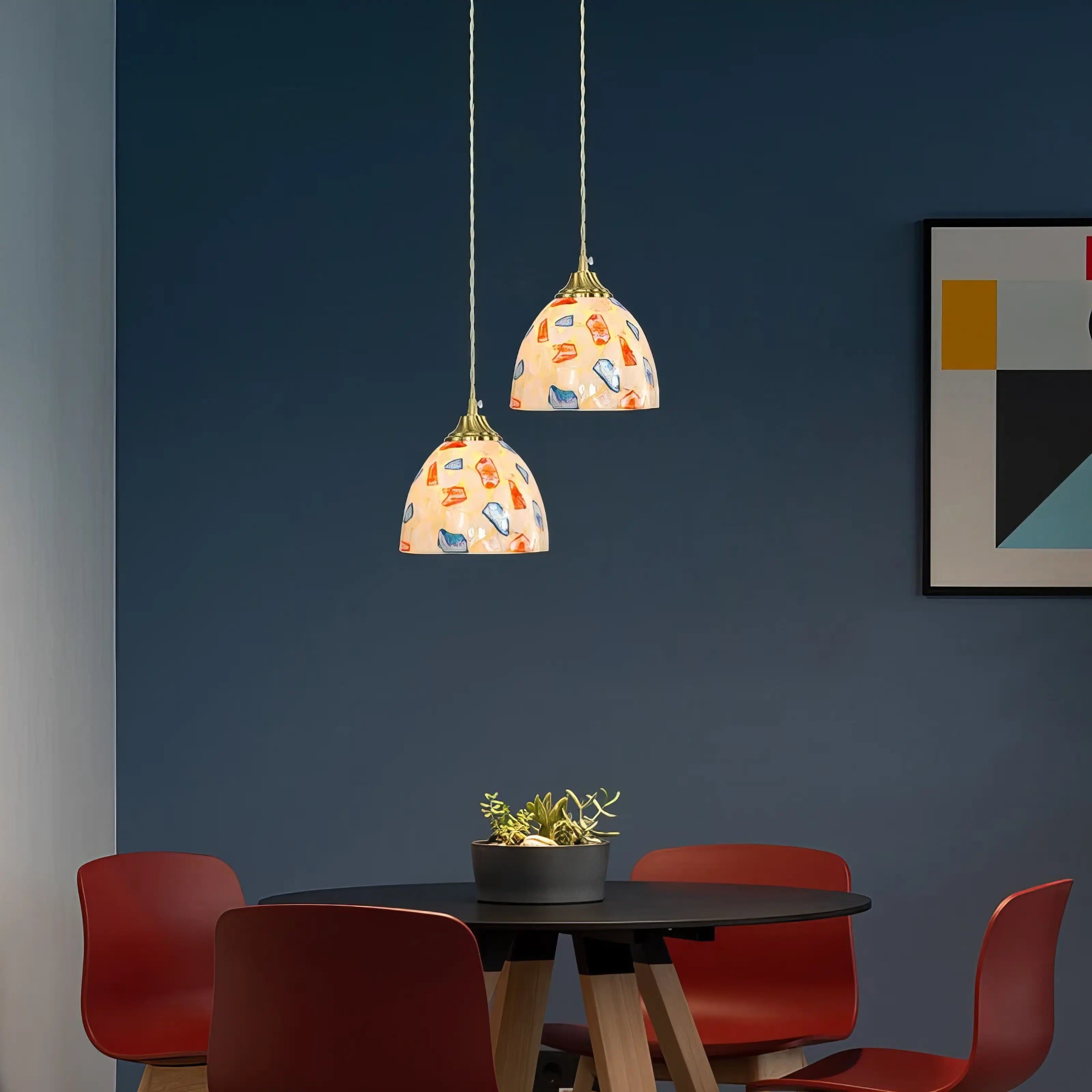 Lucy - Mediterranean Coloured Glass Pendant Ceiling Light