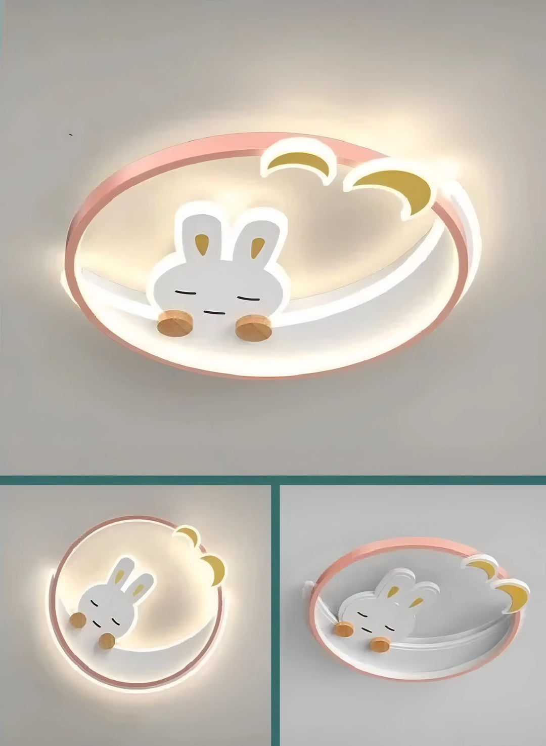 Lindsay - Round Bunny with Cloud Children's Room Ceiling Light