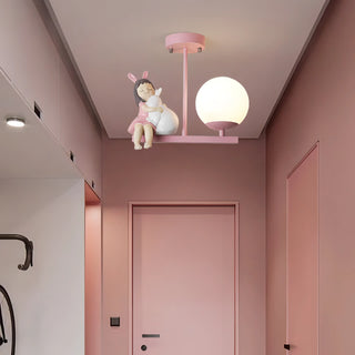 Winslow - Children's Cartoon Pink Sitting Girl Ceiling Light