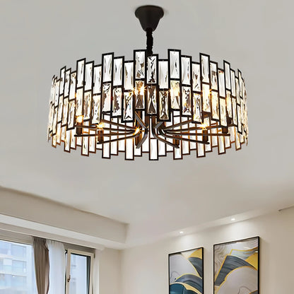 Ellington - Black Round Tiered Glass Ceiling Chandelier