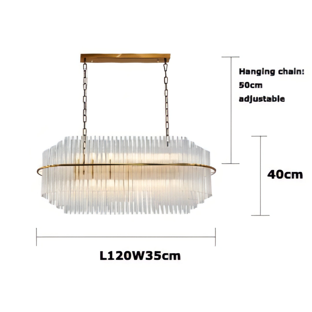 Leonard - Gold Tiered Tube Glass Crystal Round Oval Ceiling Light Chandelier