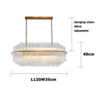 Leonard - Gold Tiered Tube Glass Crystal Round Oval Ceiling Light Chandelier