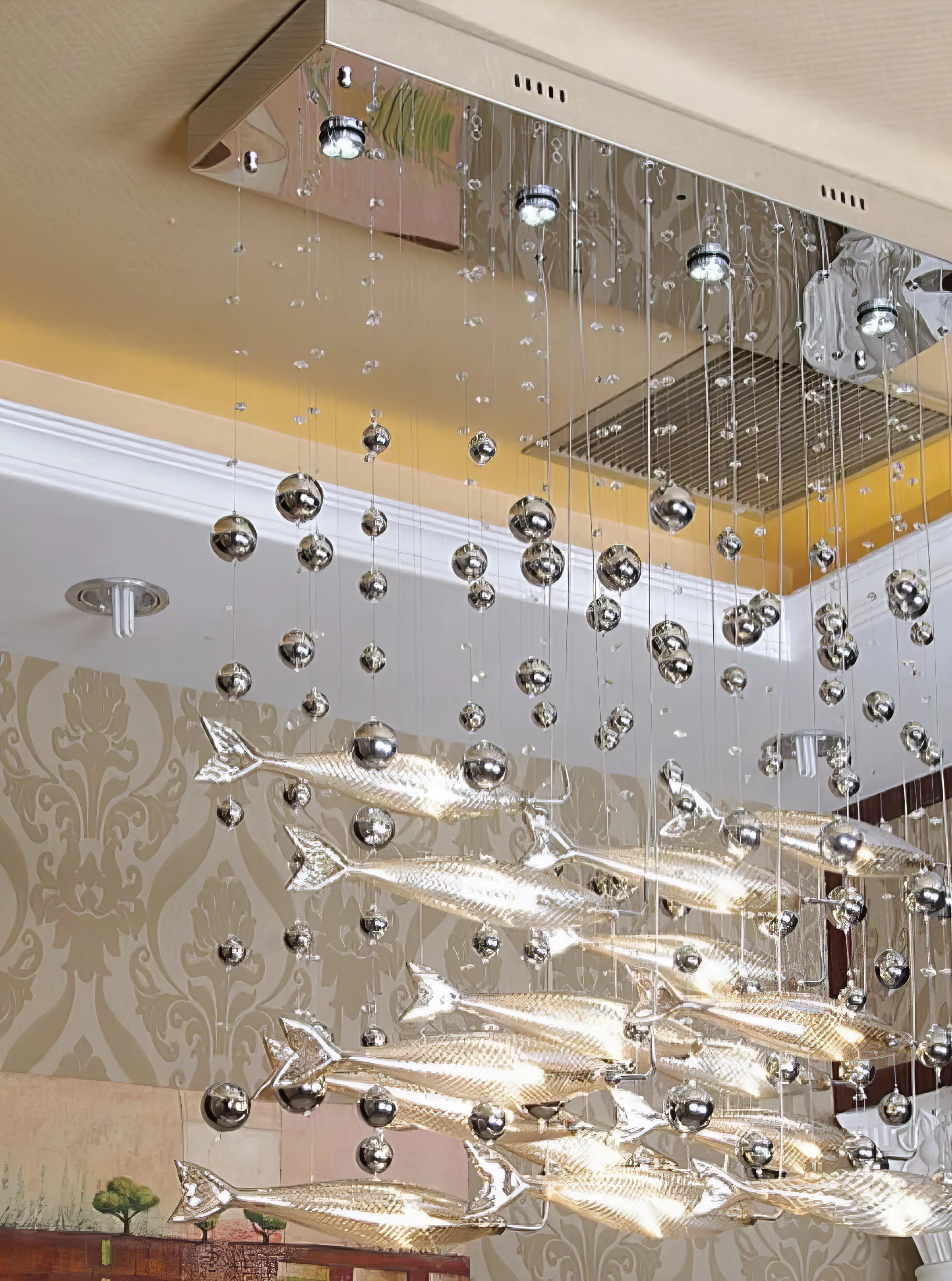 Gia - Hanging Silver Flying Fish Ceiling Chandelier