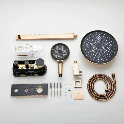 Dominick - Gold Thermostatic Shower Set with Digital Display and Dual Handle Controls