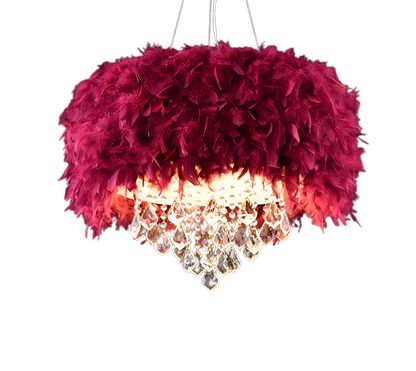 Benedict - Feather Round Hanging Ceiling Chandelier