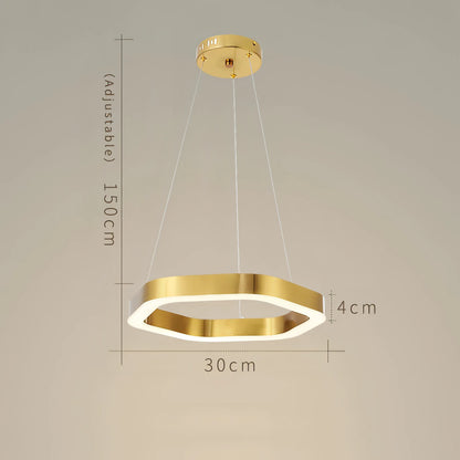 Elouise - Hexagon LED Gold Ceiling Chandelier