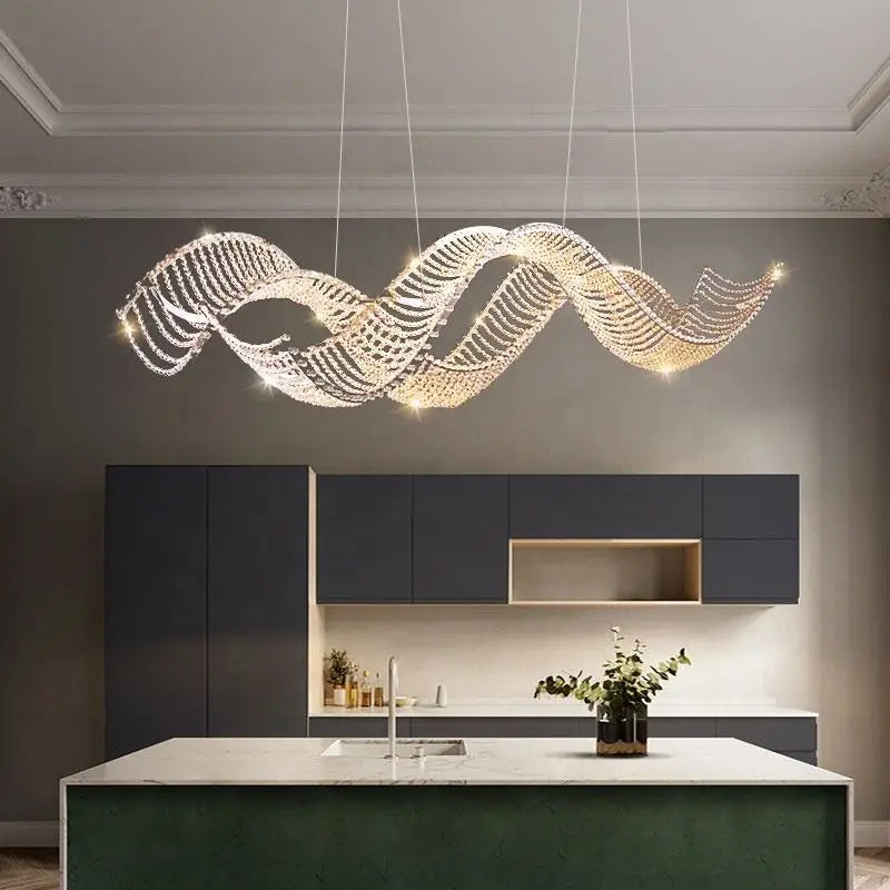 Boston - Glass bead Wave Hanging Ceiling Light Chandelier
