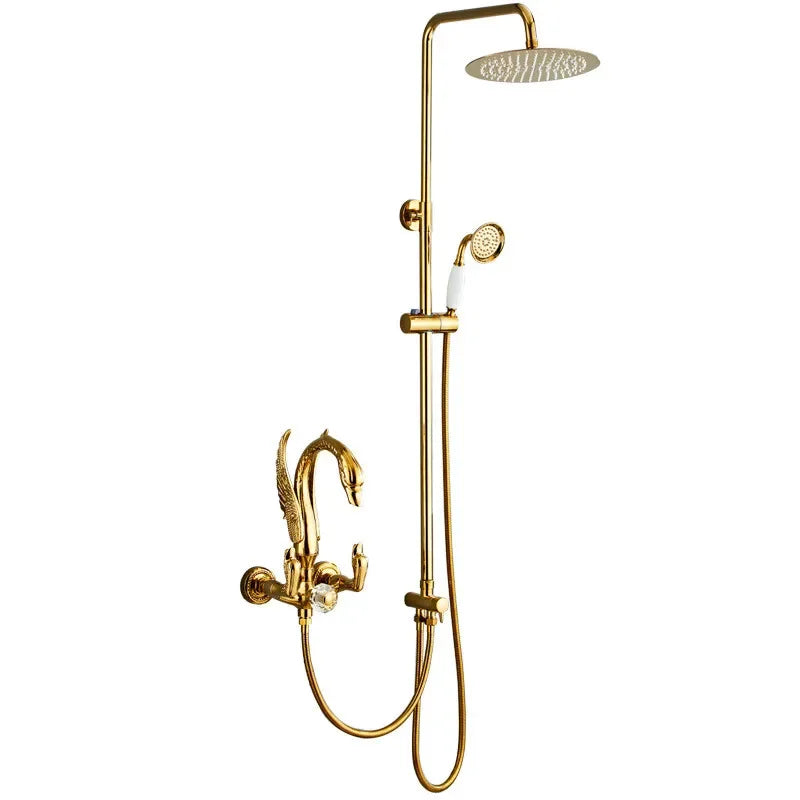 Goddard - Gold Swan Bathroom Rainfall Shower Set with Dual Handle Controls