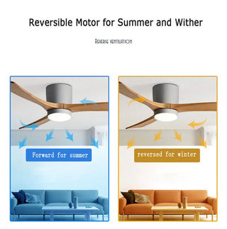 Alves - Nordic Modern Wood 3 Blade Reversible Ceiling Fan with LED Light