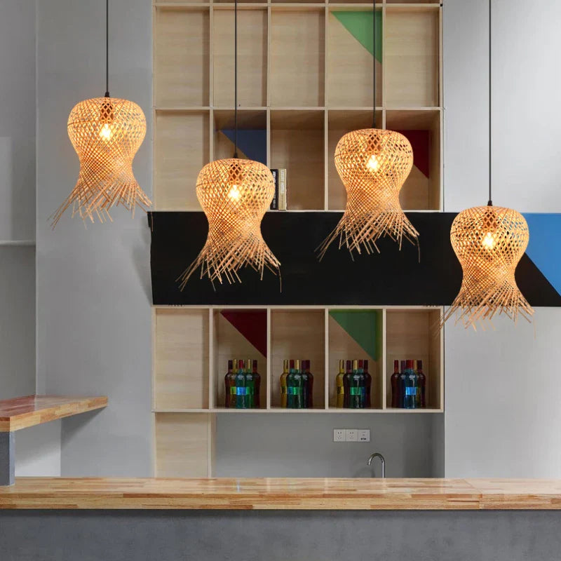 Ramirez - Handmade Bamboo Woven Multi Head Hanging Chandelier