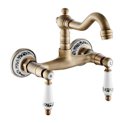 Herrick - Retro Ceramic Double Handle Wall Mounted Mixer Kitchen Tap