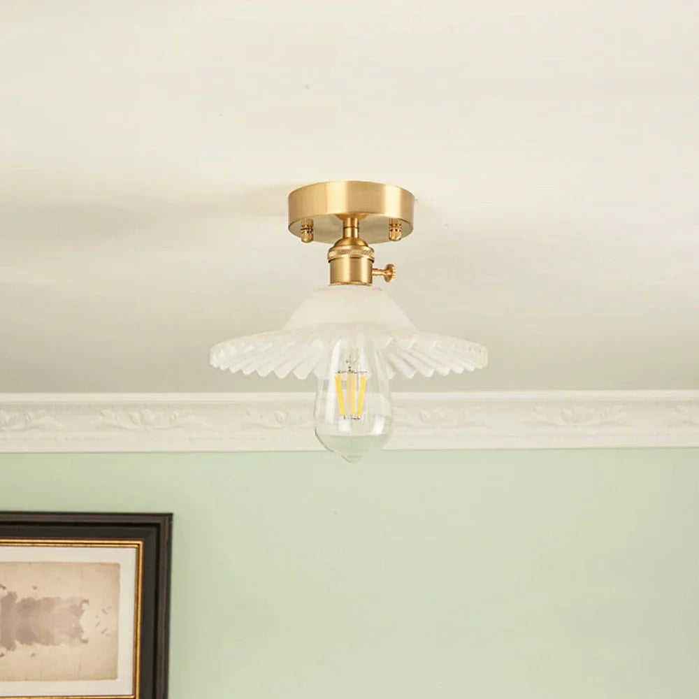 Maldonado - Adjustable Pattered Round Saucer Glass Pendant Ceiling Light