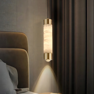 Lowrie - Modern Minimalist Gold Hanging Tube Marble Copper Ceiling Light