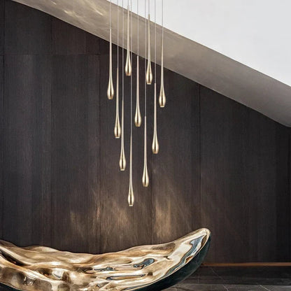 Stefano - Modern Teardrop Gold Ceiling Chandelier