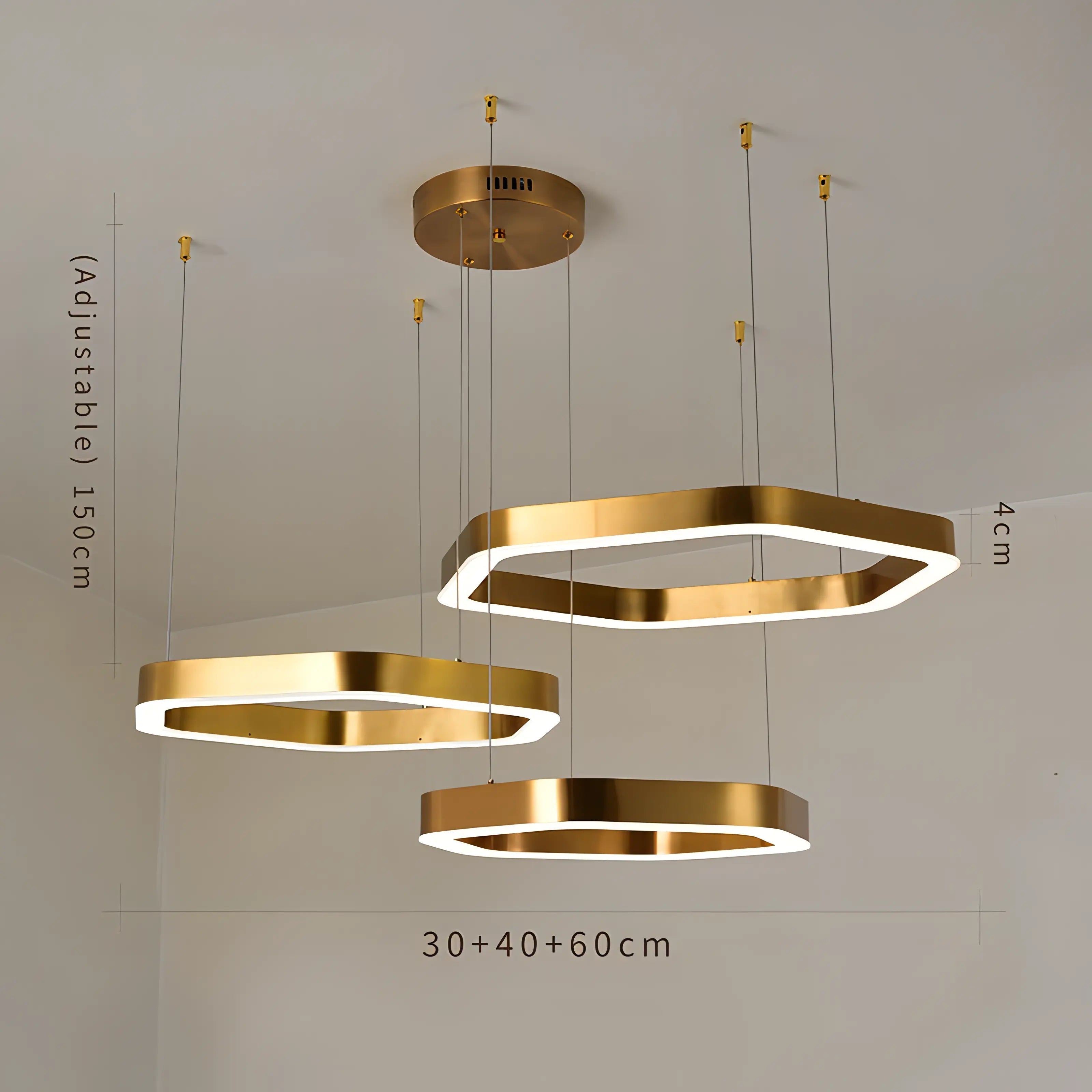 Elouise - Hexagon LED Gold Ceiling Chandelier