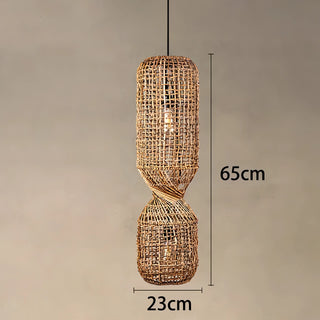 Erykah - Rattan Wicker Twisted Long Pendant Ceiling Light