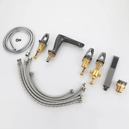 Aiken - Modern 5 Piece Bathtub Tap Set with Pull Out Shower Spray