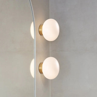 Serafino - Minimalistic Circular Glass Gold White Milk Shade Wall Light