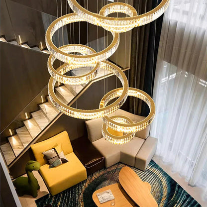 Esther - Crystal Round Gold Hanging Chandelier