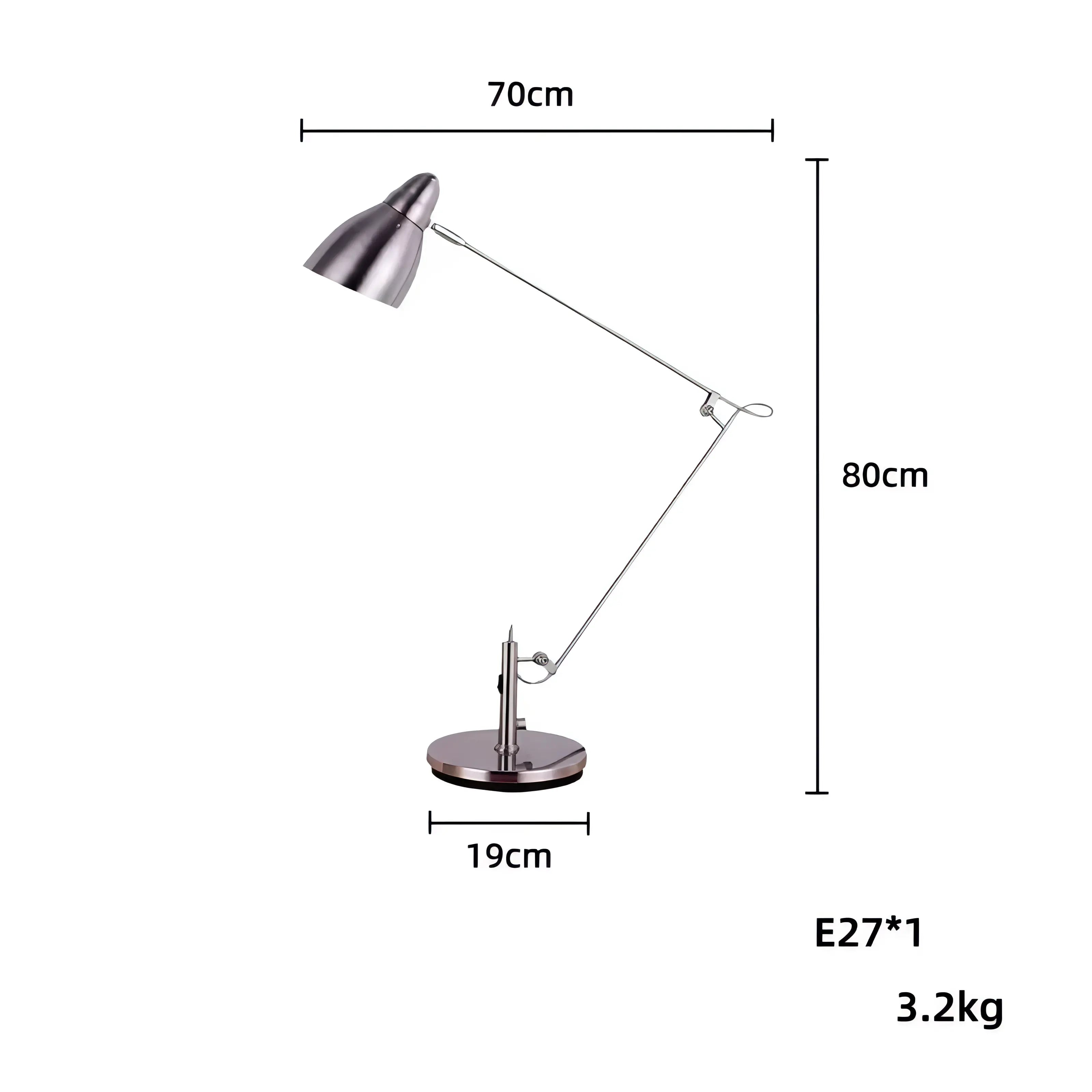 Haskell - Office Work Study Desk Lamp Swing Long Arm with E27 Bulb