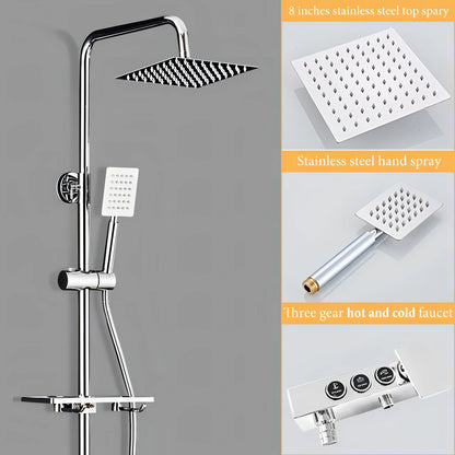 Rangel - Modern Wall Mounted Stainless Steel Shower Set Multi Function Dual Head