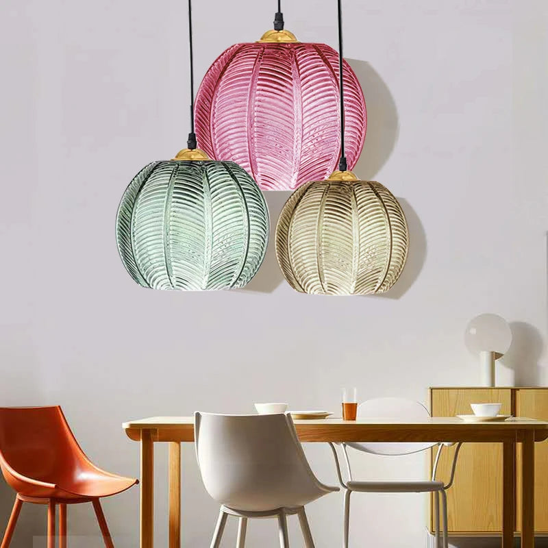 Foteini - Glass Leaf Pattern Hanging Light