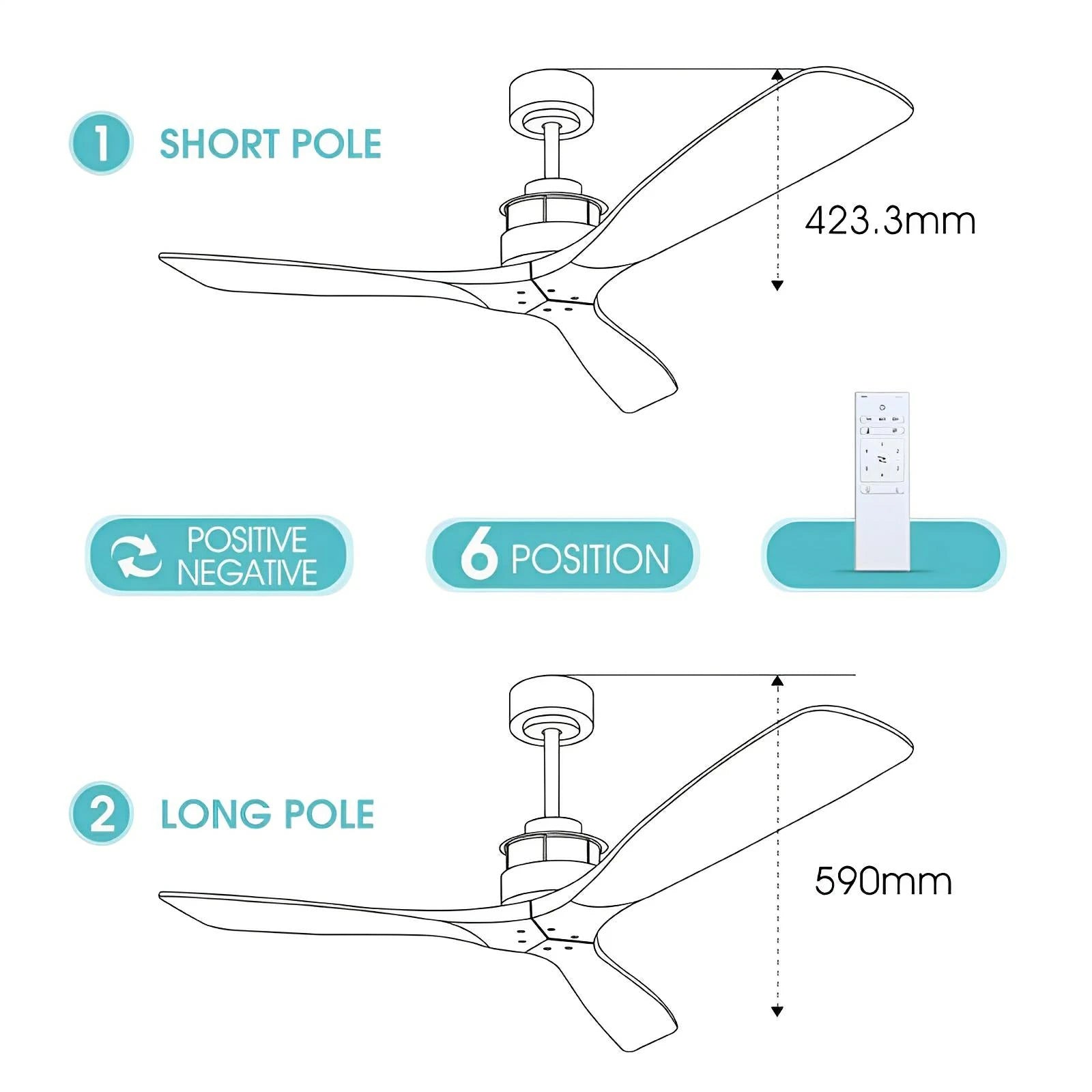 Brett - Modern Ceiling Fan with Dark Wood Blades and LED Light