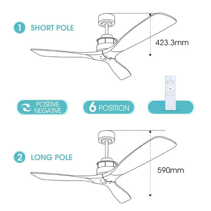 Brett - Modern Ceiling Fan with Dark Wood Blades and LED Light