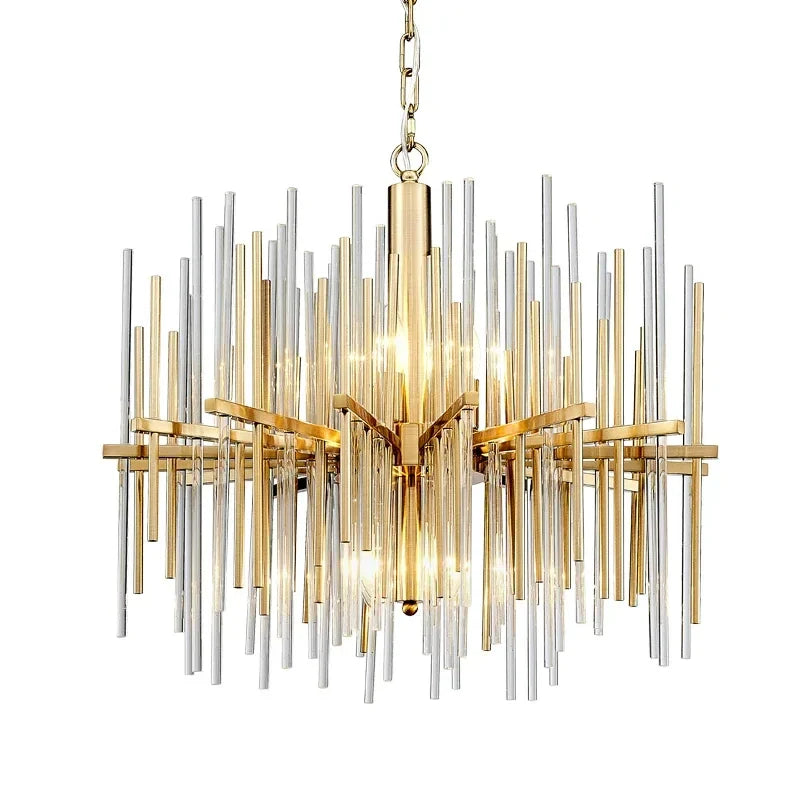 Fidela - Modern Round Thin Tube Crystal Glass Hanging Chandelier