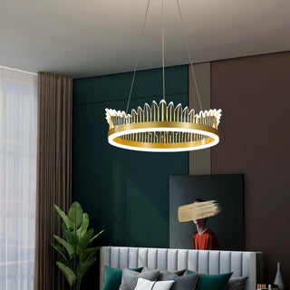 Rory - Hanging Curved Transparent Leaf Gold Ceiling Chandelier