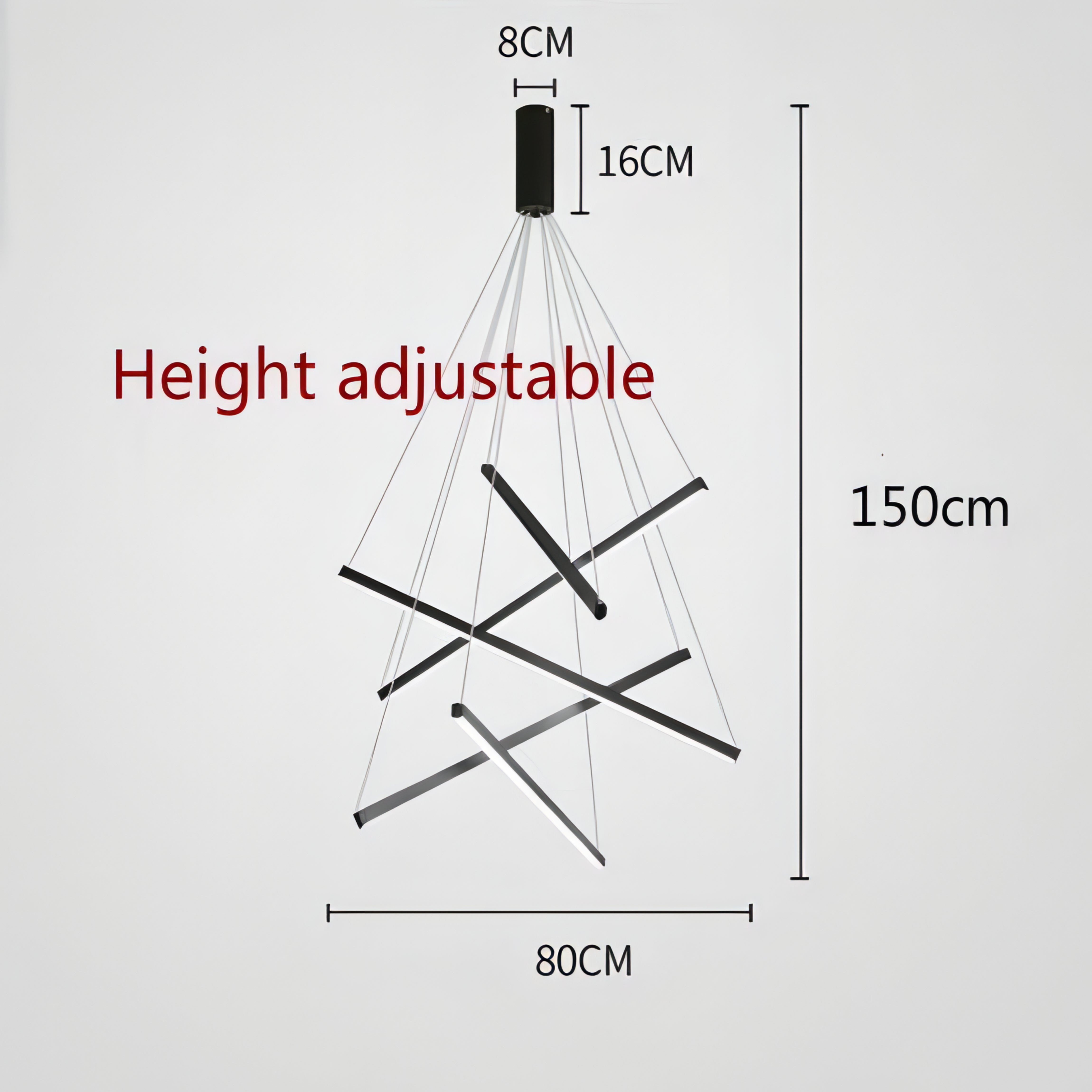 Miller - Modern Hanging Thin Black Crossed Bar Ceiling Light Chandelier