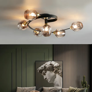 Arabella - Modern Twisted Body Coloured Glass Multi Head Ceiling Light Chandelier