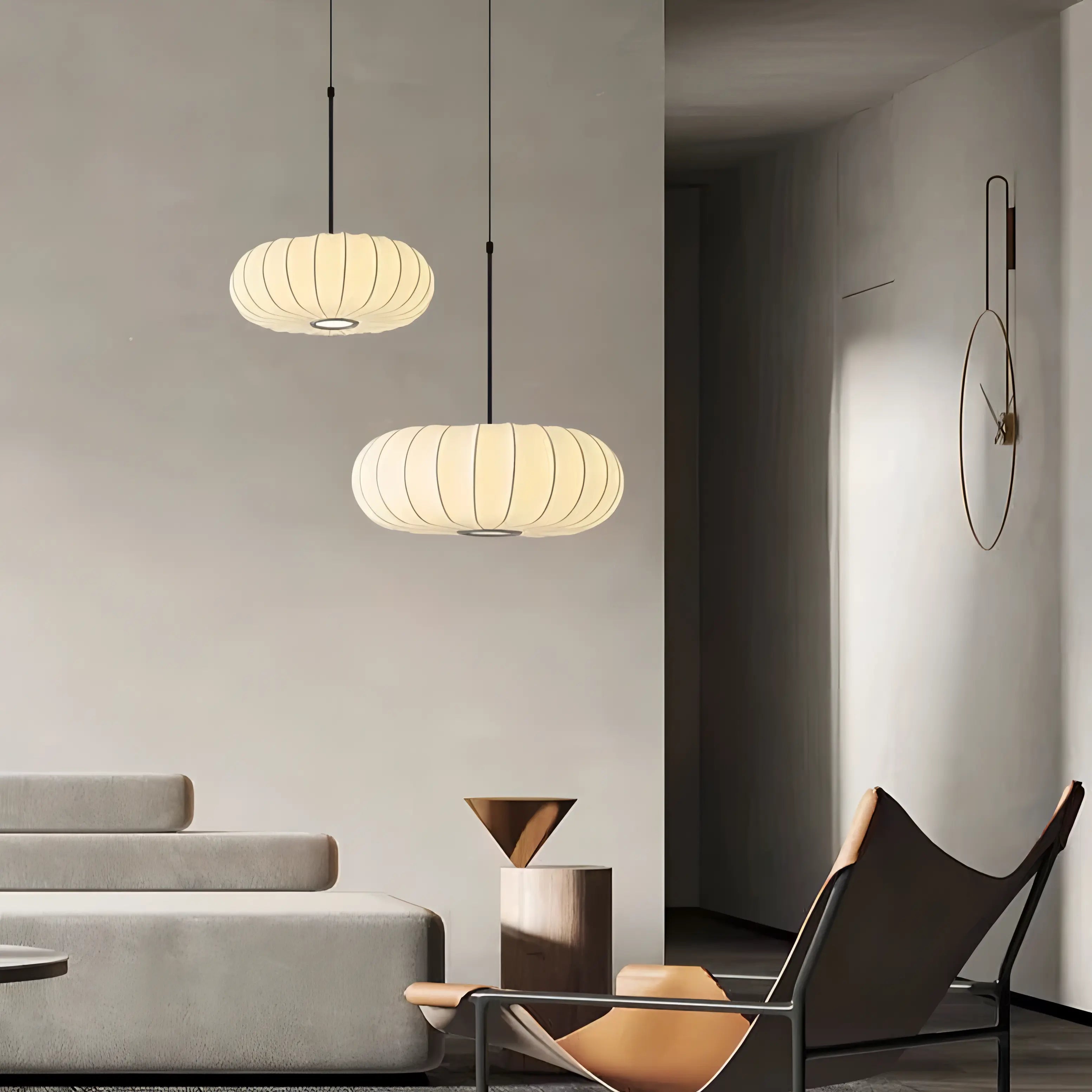 Hayward - White Silk Pumpkin Ceiling Pendant Light