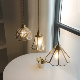 Lidia - Nordic Glass Copper Tulip Hanging Pendant Ceiling Light