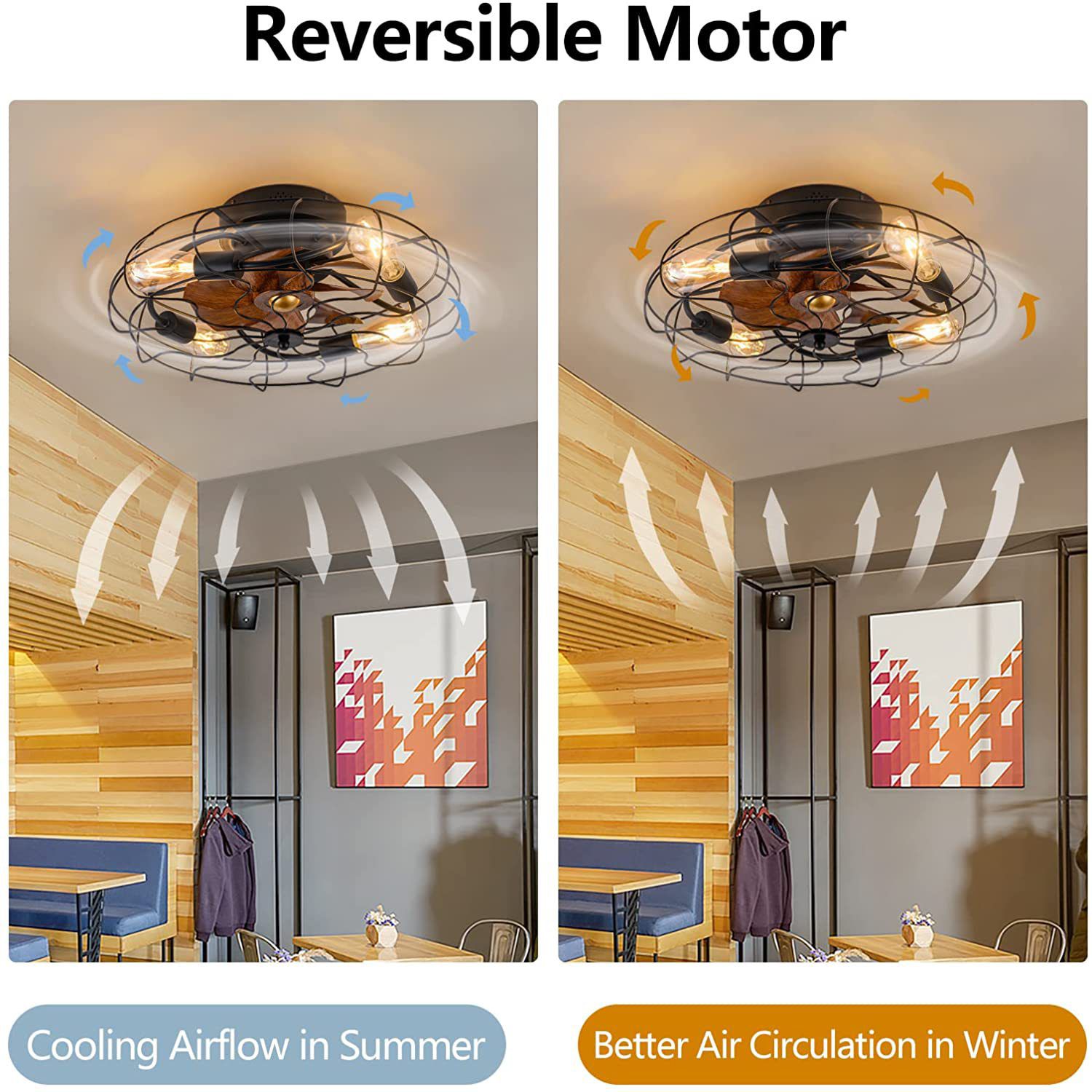 Sanaya - Industrial Retro Ceiling Fan Light