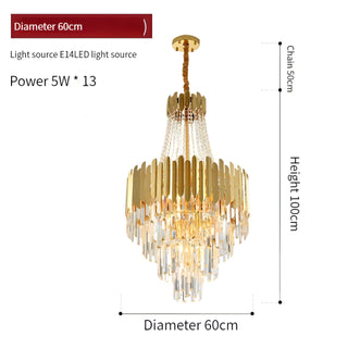 Duke - Gold Multi Tier Round Crystal Glass Hanging Ceiling Light Chandelier