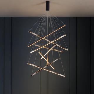 Miller - Modern Hanging Thin Black Crossed Bar Ceiling Light Chandelier