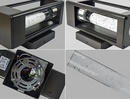 Holland - Black Caged Crystal Bubble Glass Outdoor Wall Light