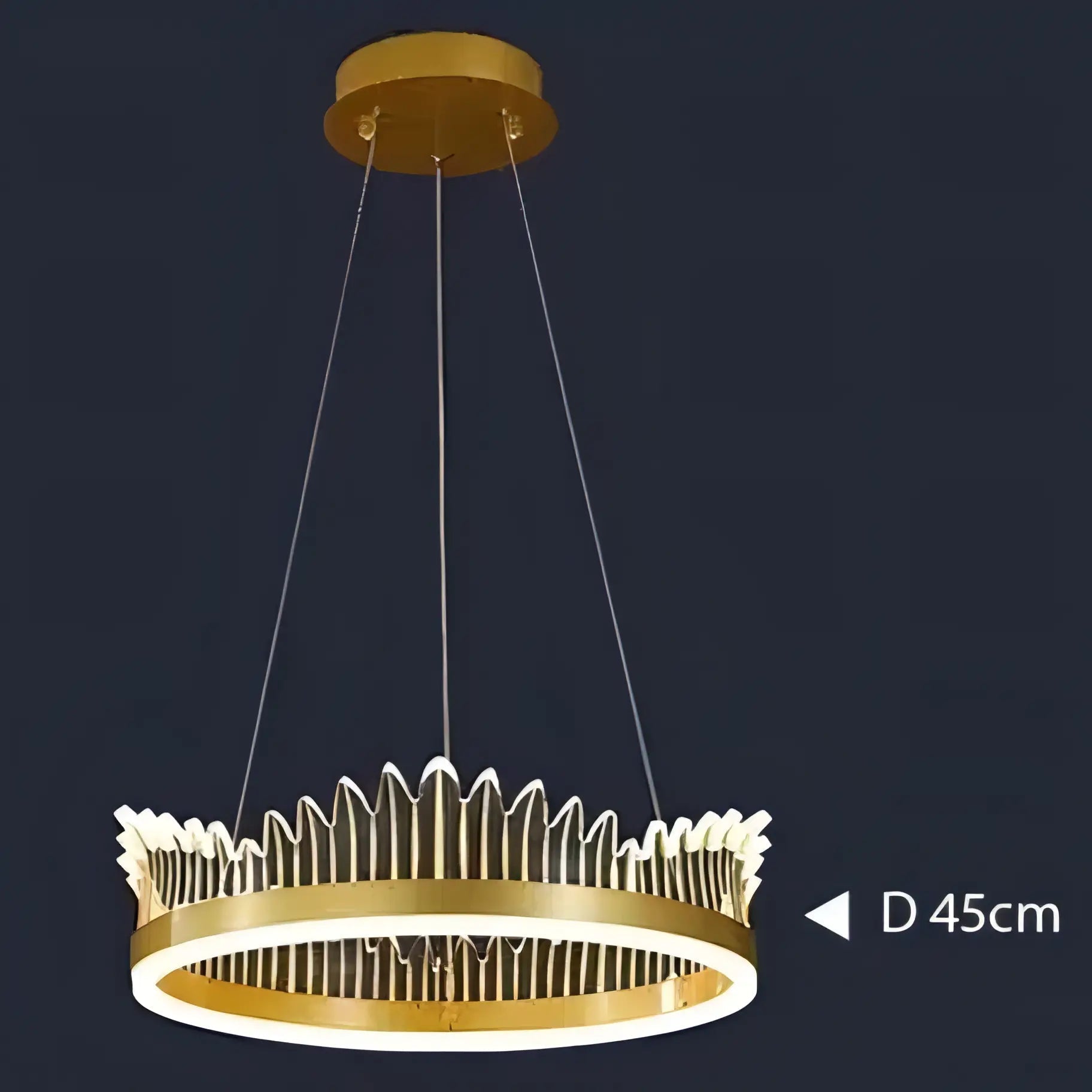 Rory - Hanging Curved Transparent Leaf Gold Ceiling Chandelier