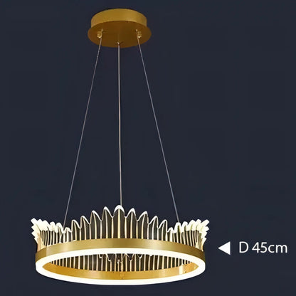 Rory - Hanging Curved Transparent Leaf Gold Ceiling Chandelier