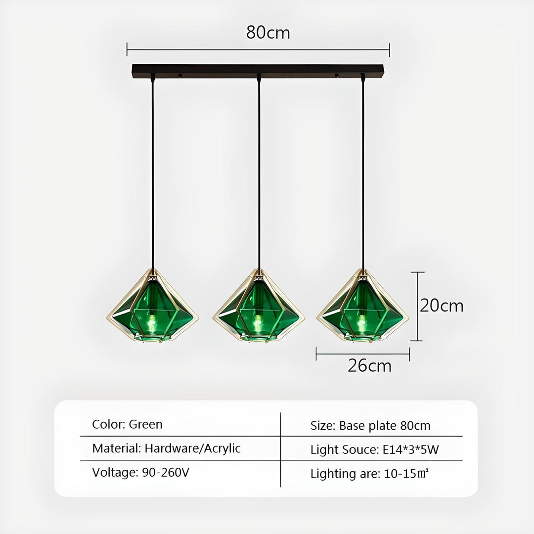 Georgina - Retro Caged Coloured Glass Pendant Ceiling Light