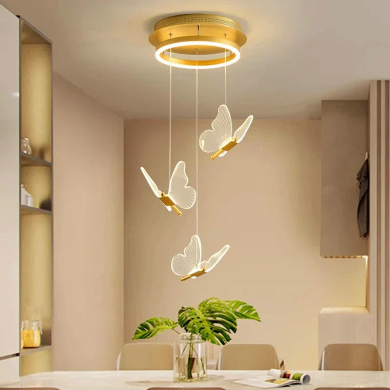 Valerie - Round Modern LED Butterfly Gold Ceiling Chandelier