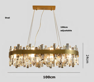 Katana - Modern Coloured Glass Gold Frame Crystal Statement Chandelier