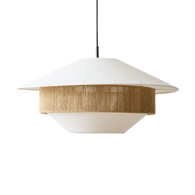 Jolanka - Vintage Japanese Round Double Shade White Hand Woven Ceiling Light