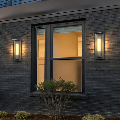 Kalino - Black Modern Patterned Glass Waterproof Outdoor Wall Light