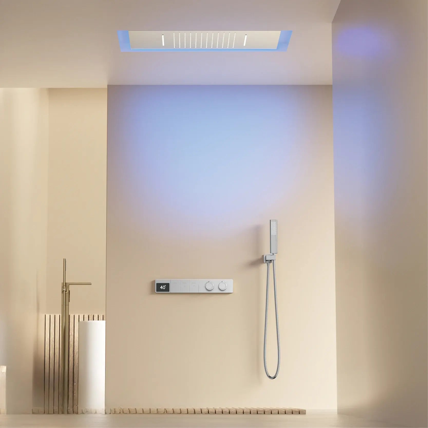 Leyva - Brass Ceiling Mounted Shower System with Dual Hot & Cold Controls