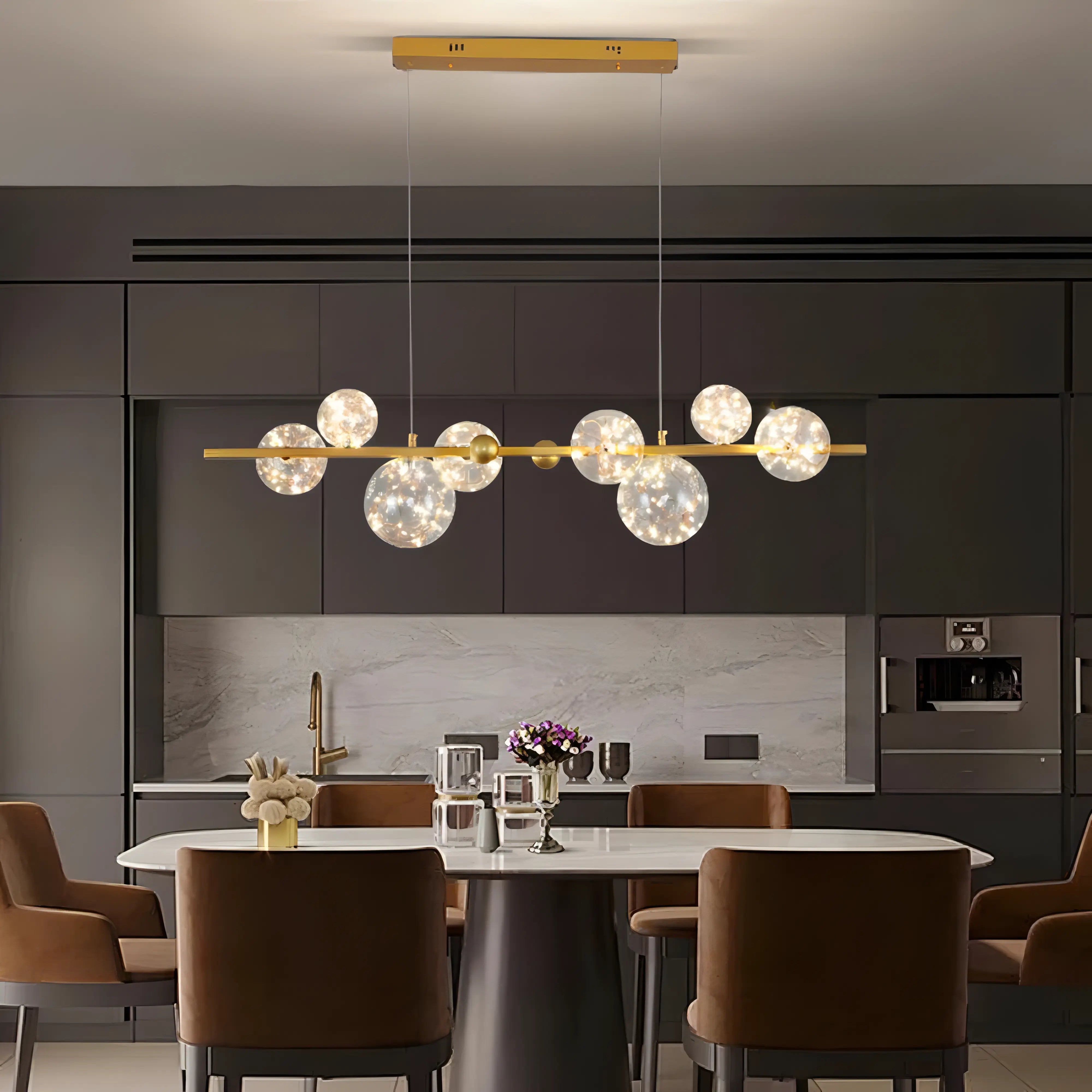 Beatriz - Modern Multi Head Ball Hanging Line Chandelier