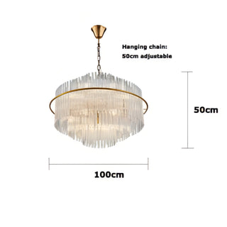 Leonard - Gold Tiered Tube Glass Crystal Round Oval Ceiling Light Chandelier