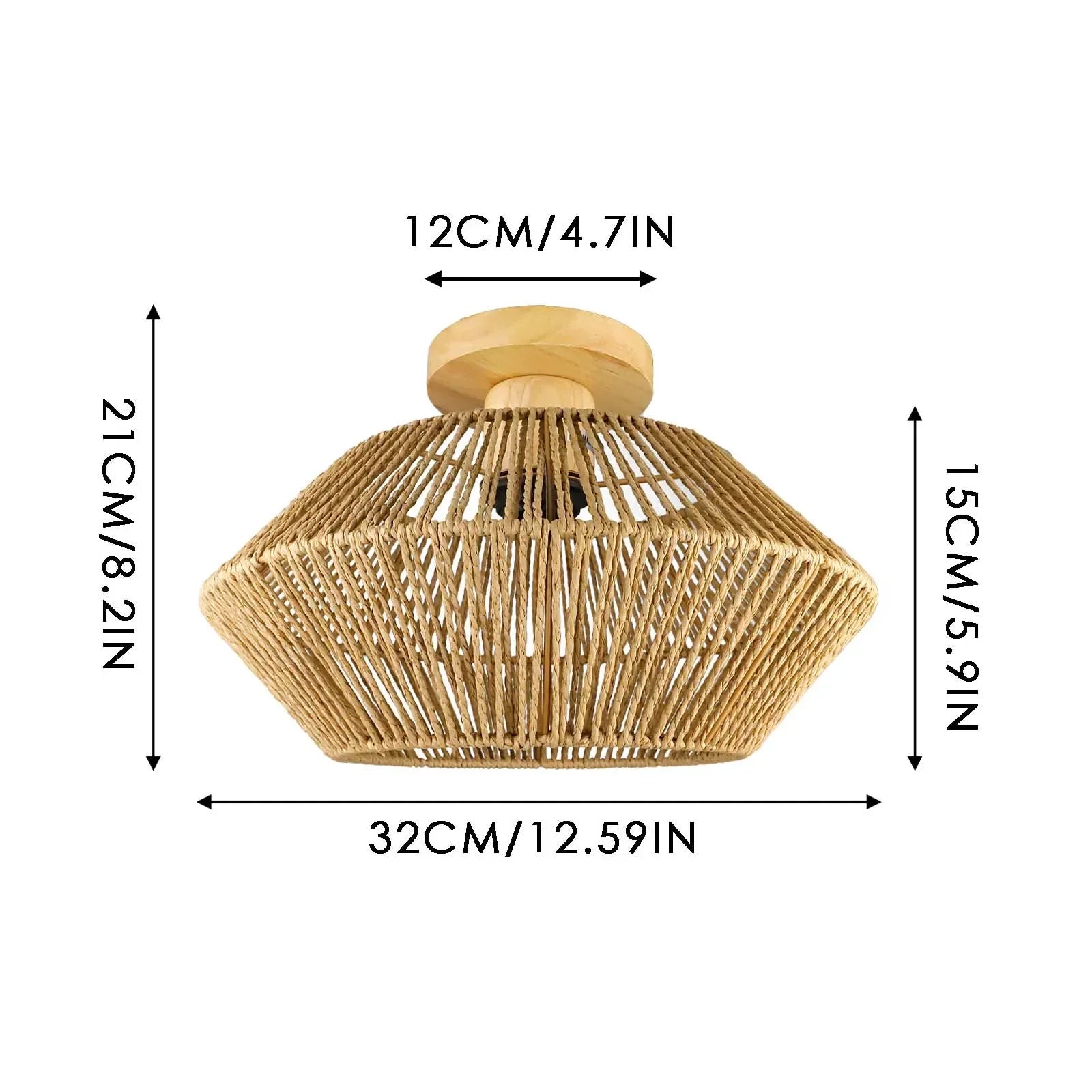 Otero - Natural Rattan Bamboo Octahedron Hanging Pendant Ceiling Light